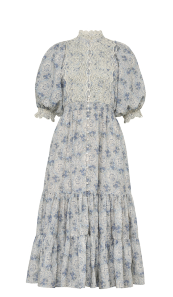 Cotton Slub Midi Dress - Blue Paisley - Image 4