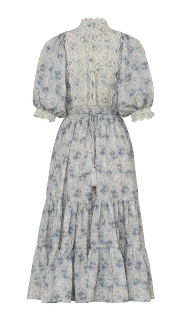 Cotton Slub Midi Dress - Blue Paisley - Image 5
