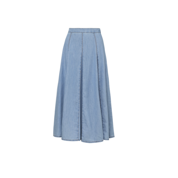 Denim Midi Skirt -  Light Blue