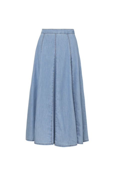 Denim Midi Skirt -  Light Blue