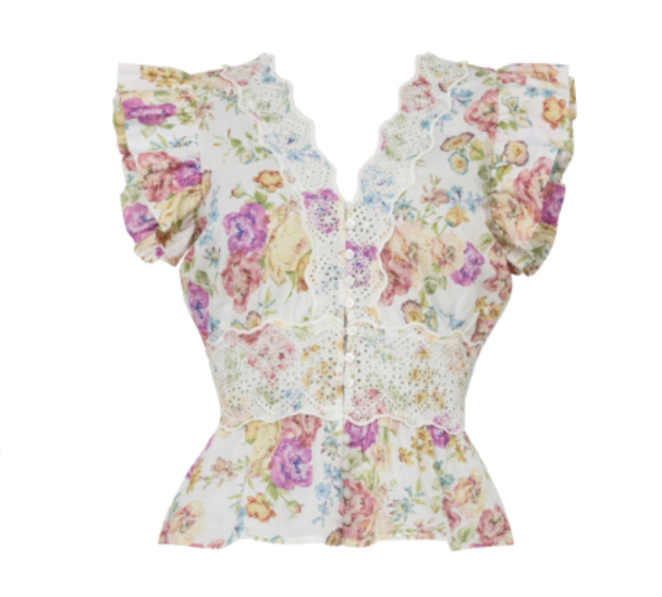 Cotton Slub Flounce  Top - Flora   - Image 1
