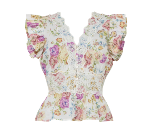 Cotton Slub Flounce  Top - White 