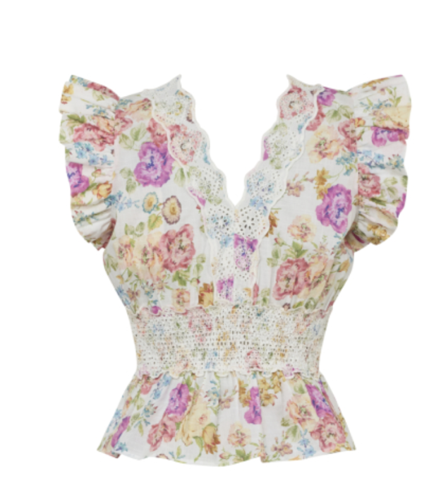 Cotton Slub Flounce  Top - Flora   - Image 2