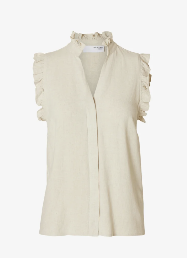 Viva Sun Ruffle Top - Sandshell