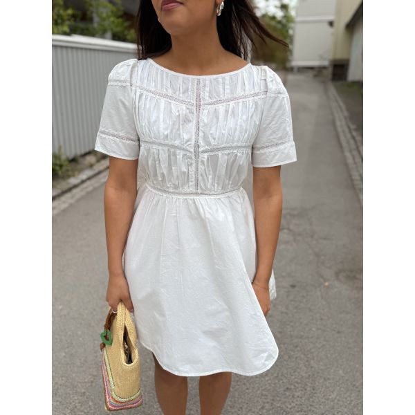 Poplin Decorated Dress - White 