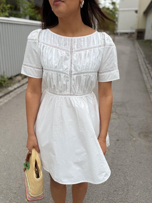 Poplin Decorated Dress - White 