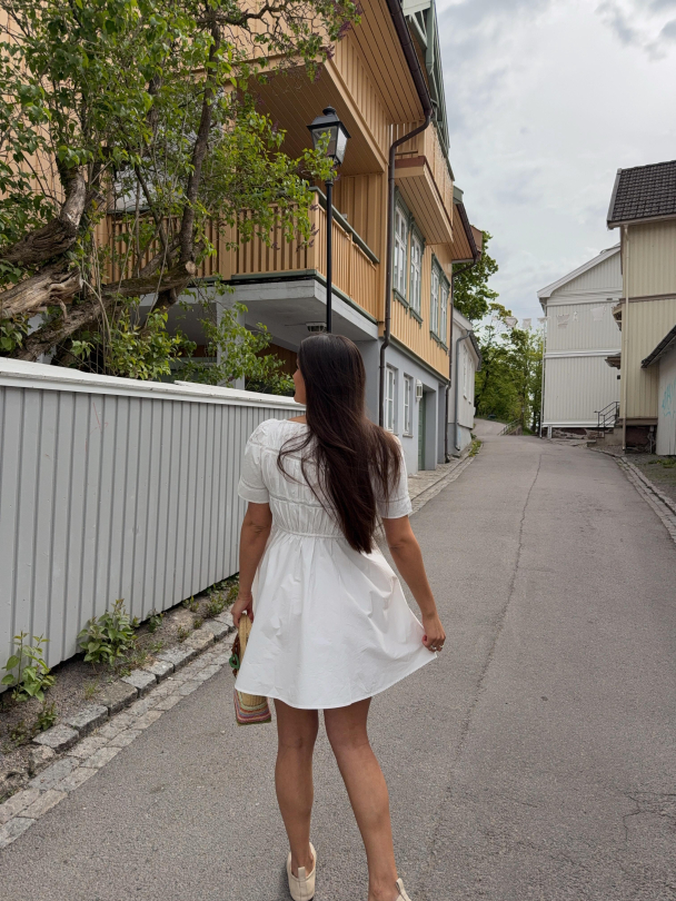 Poplin Decorated Dress - White  - Image 6