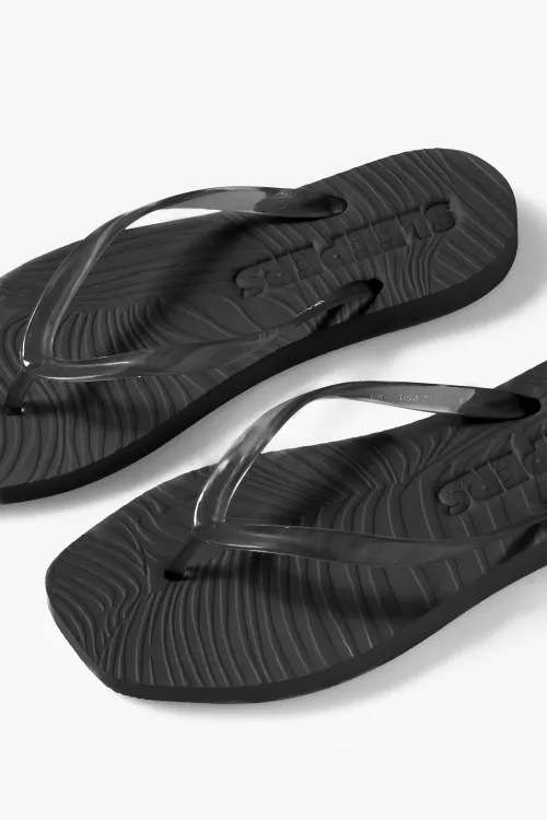 Tapered Black Trans Flip Flop