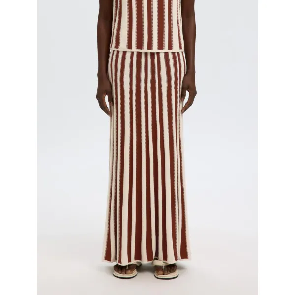 Lina Knit Long Skirt - Birch/Cherry Mahogany 
