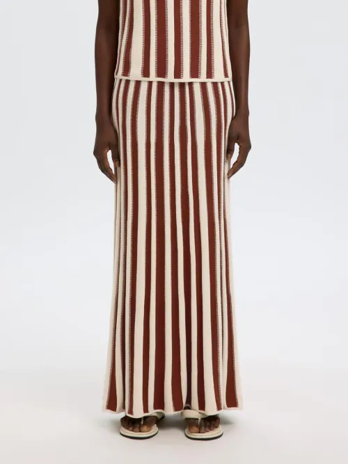 Lina Knit Long Skirt - Birch/Cherry Mahogany 