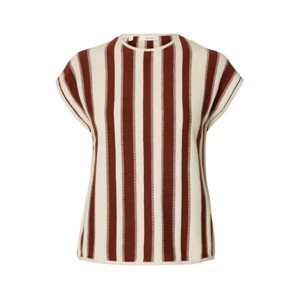 Lina Knit O-Neck - Birch/Cherry Mahogany 