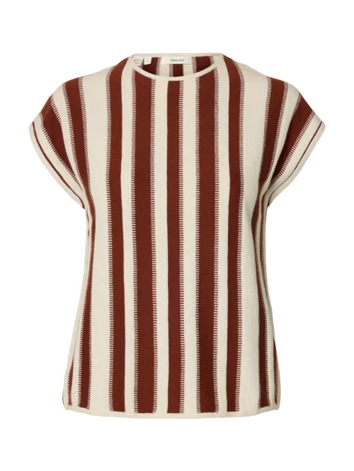 Lina Knit O-Neck - Birch/Cherry Mahogany 