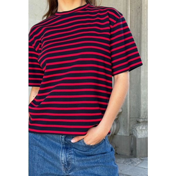 Mejse O-Neck Tee Red/Navy