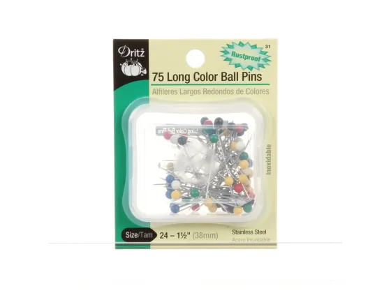 31  Long Color Ball Head Pin Size 24 - 1 1/2in 75ct 