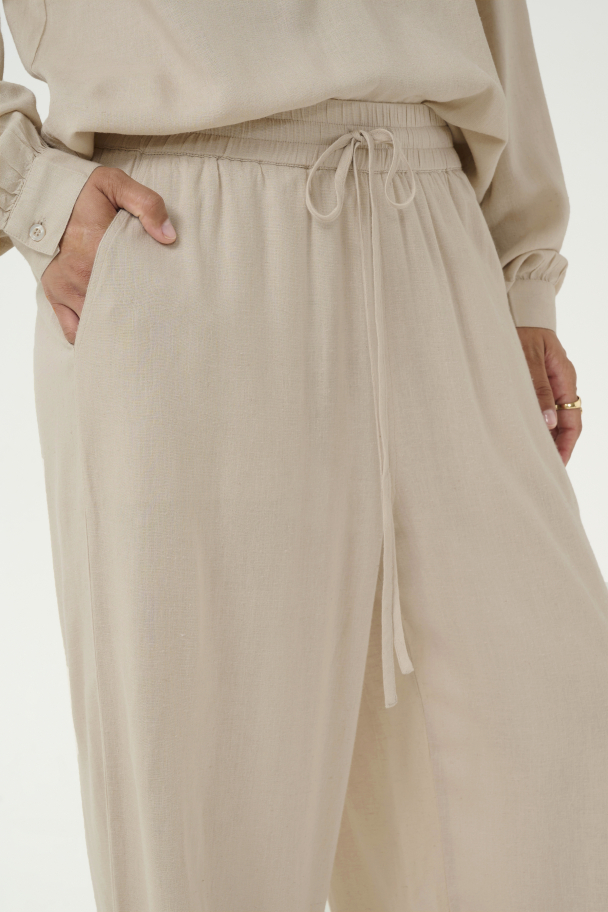 KAmilia Cropped Bukse Lin Beige - Image 3