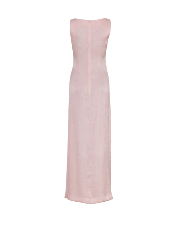 Shiny Sleeveless Dress - Dusty Pink   - Image 3