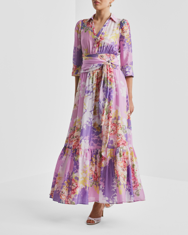 Organza Tieband Dress - Purple Meadow  - Image 1