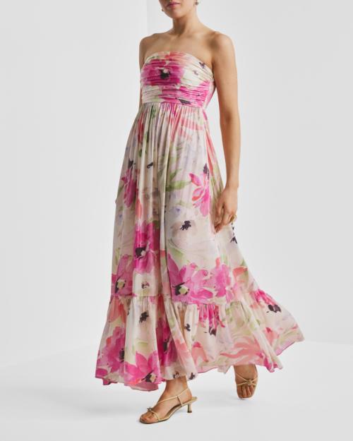 Shiny Bandeau Dress - Soft Dew  