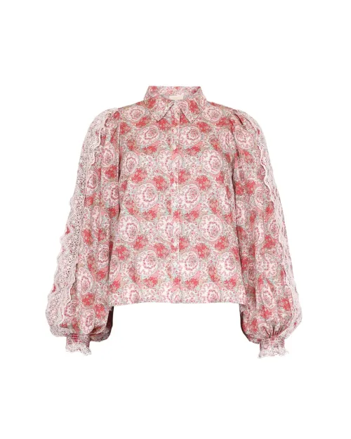 Cotton Slub Shirt - Red Paisley 