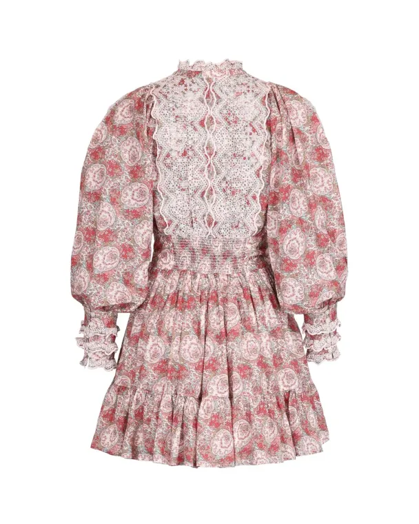 Cotton Slub Mini Dress - Red Paisley   - Image 3
