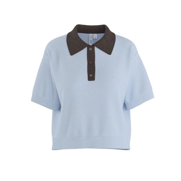 Sarah Boxy Polo Knit - Ice Water