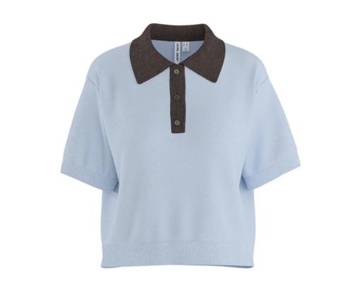 Sarah Boxy Polo Knit - Ice Water