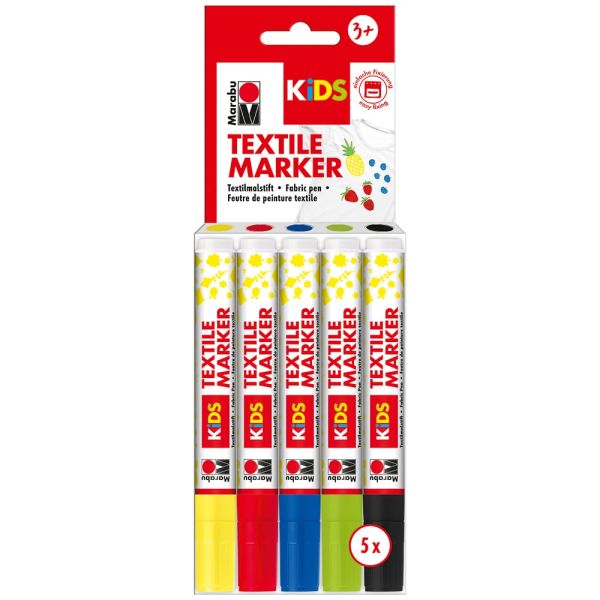 Tekstiltusj Sett – 5stk Marabu KIDS Textile Marker 