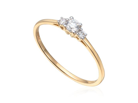 Ring diamanter 0,15ct WSI i gult gull