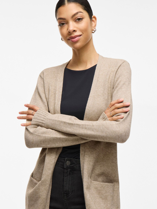 Viril open knit cardigan, sand - Image 1