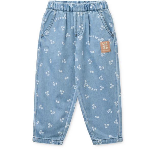 Borris Printed Light Denim Pants - Cherry Heart Sandy/Denim - Image 1