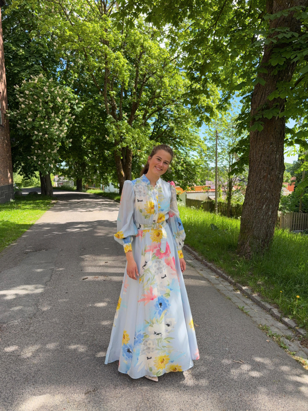 Organza Belt Dress - Blue Meadow  - Image 1