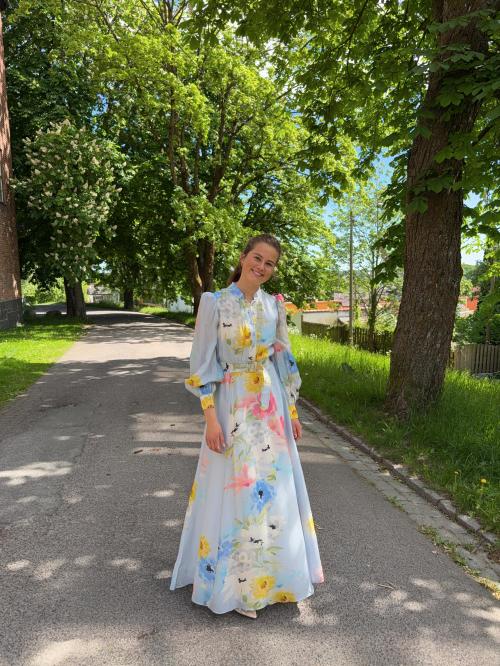 Organza Belt Dress - Blue Meadow 
