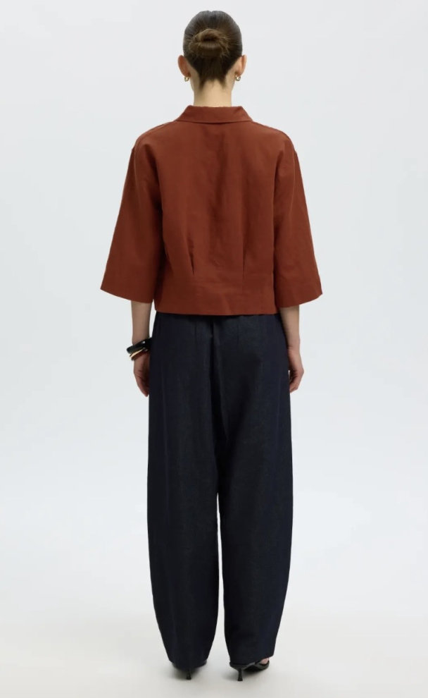 Cleo Regular 3/4 Cropped Shirt - Cherry Mahogany  - Image 2