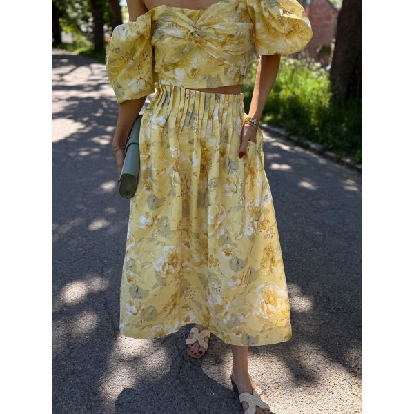 Lemon Ankle Skirt - Pale Banana/ Lemon Print 
