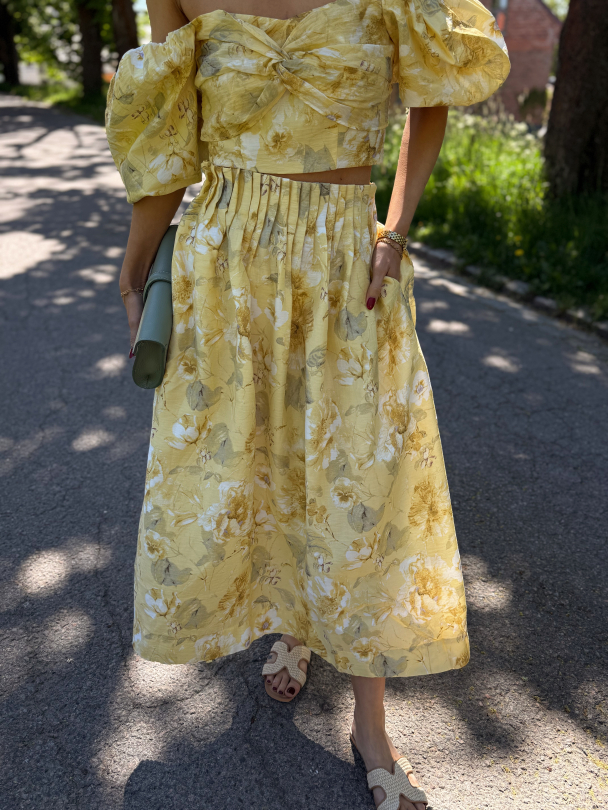 Lemon Ankle Skirt - Pale Banana/ Lemon Print  - Image 1