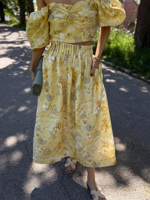 Lemon Ankle Skirt - Pale Banana/ Lemon Print 