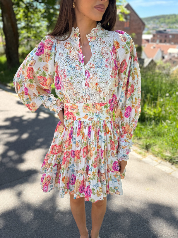 Cotton Slub Mini Dress - Flora - Image 1