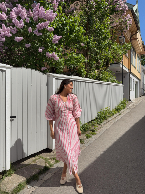 Bohemian Shift Dress - Pink Stripe  - Image 1