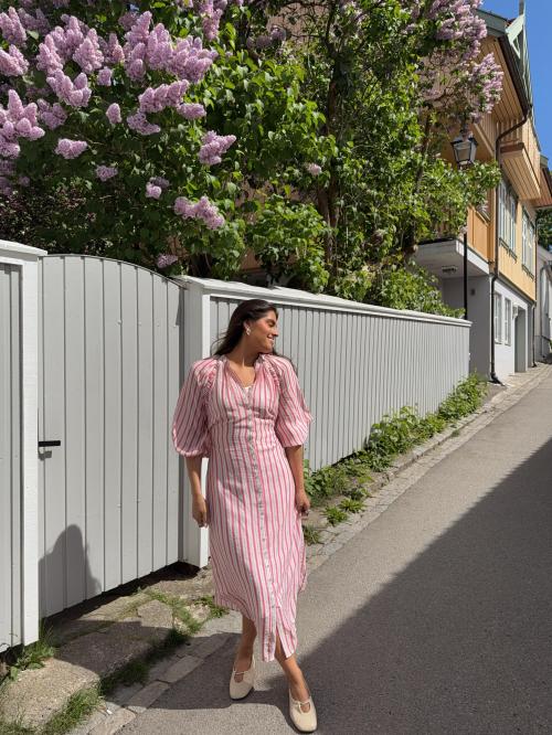 Bohemian Shift Dress - Pink Stripe 