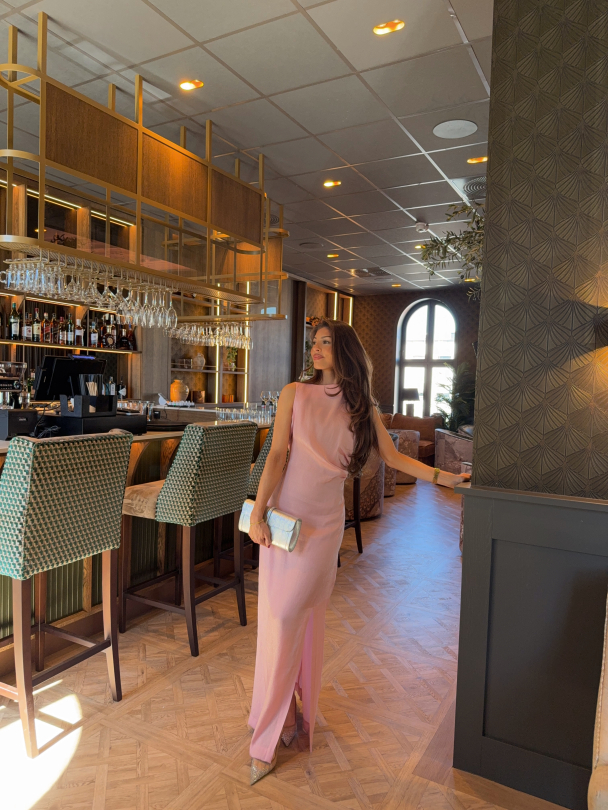 Shiny Sleeveless Dress - Dusty Pink   - Image 4