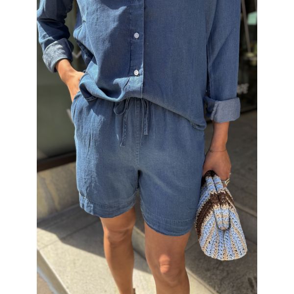 Janna Elastic String Shorts - Blue 
