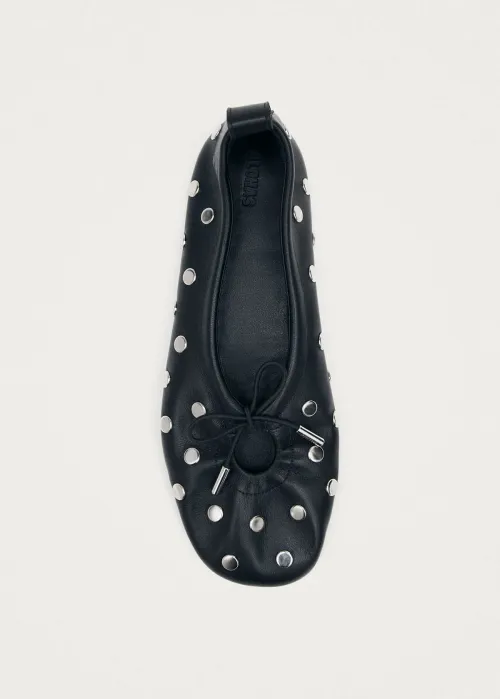 Rosalind All Studs Black Leather Ballerina