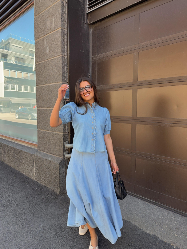Denim Blouse - Light Blue - Image 2