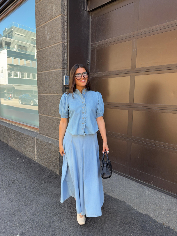 Denim Blouse - Light Blue - Image 3