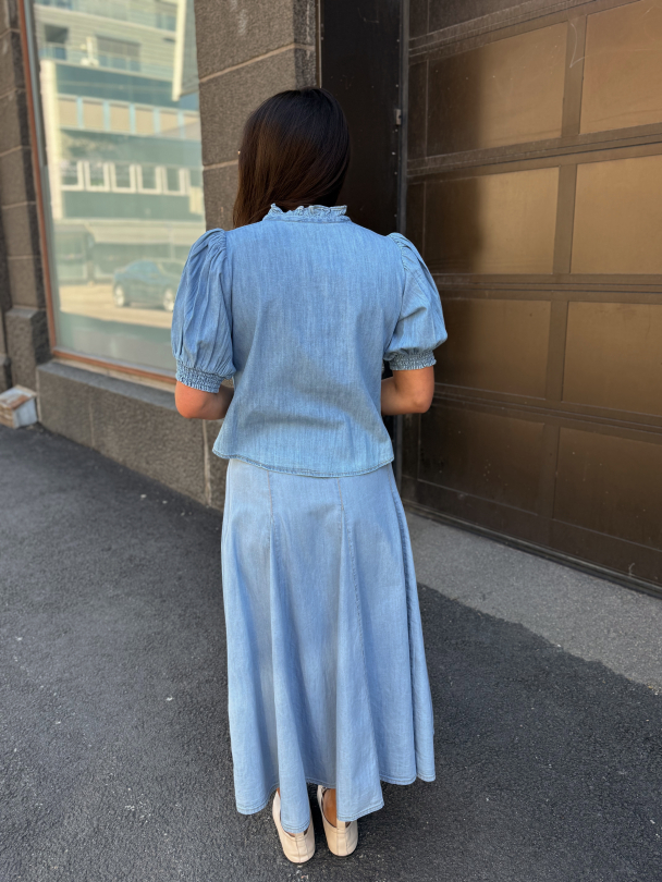 Denim Blouse - Light Blue - Image 5