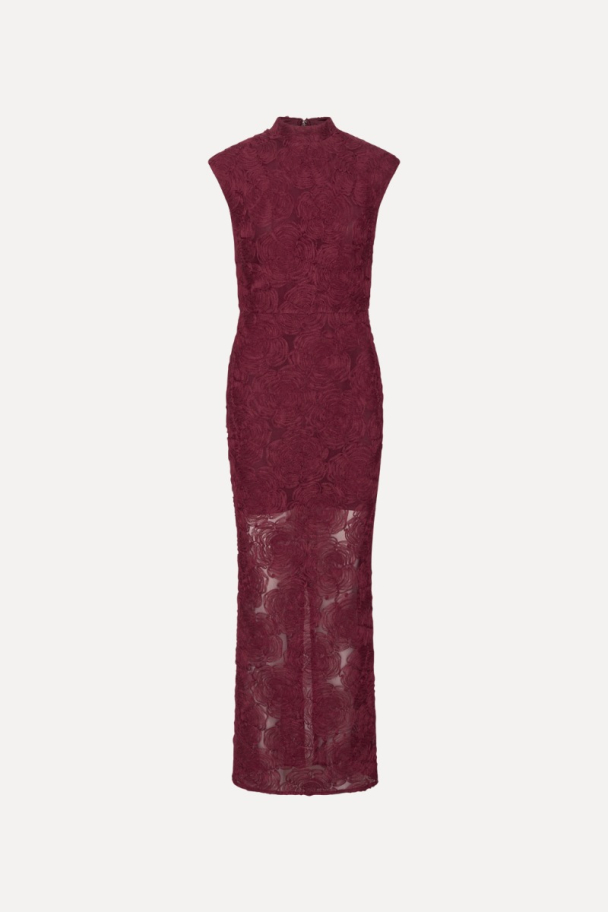 Flower Mesh Maxi Dress - Decadent Chocolate - Image 1