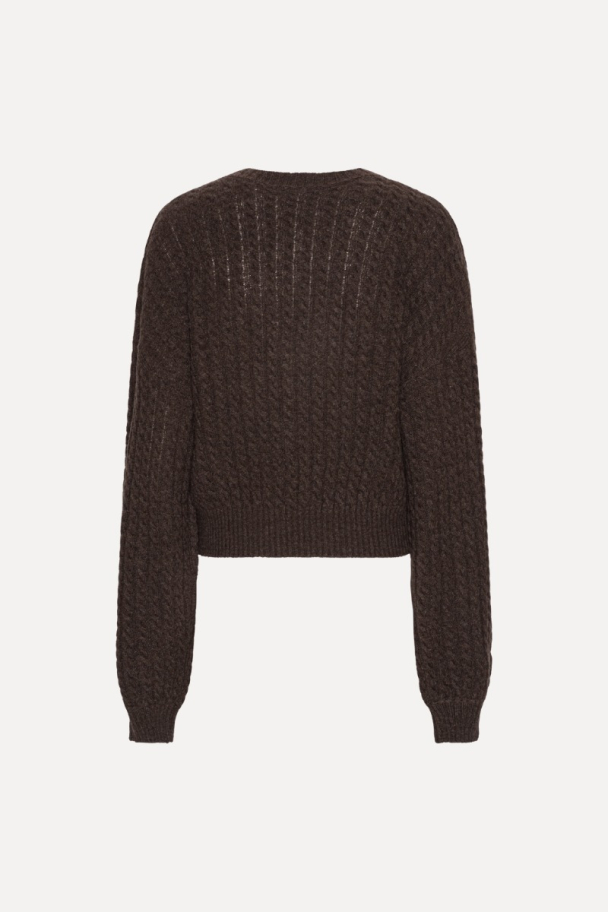 Cable V-neck Sweater - Potting Soil - Image 2