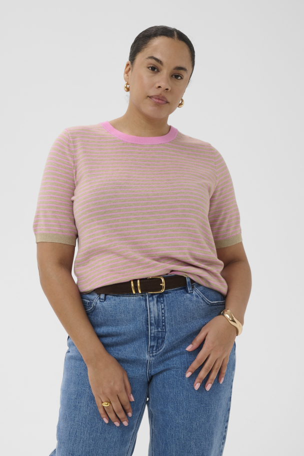 Kaffe Curve Lizzy kortermet stripete genser - Image 1