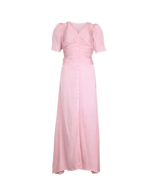 Shiny Button-Down Dress - Dusty Pink 