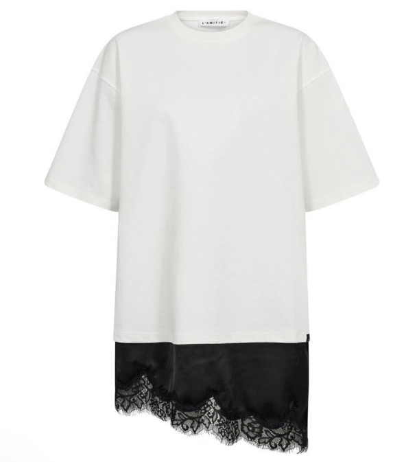 Loose Mix Lingerie Tee - Off White  - Image 1